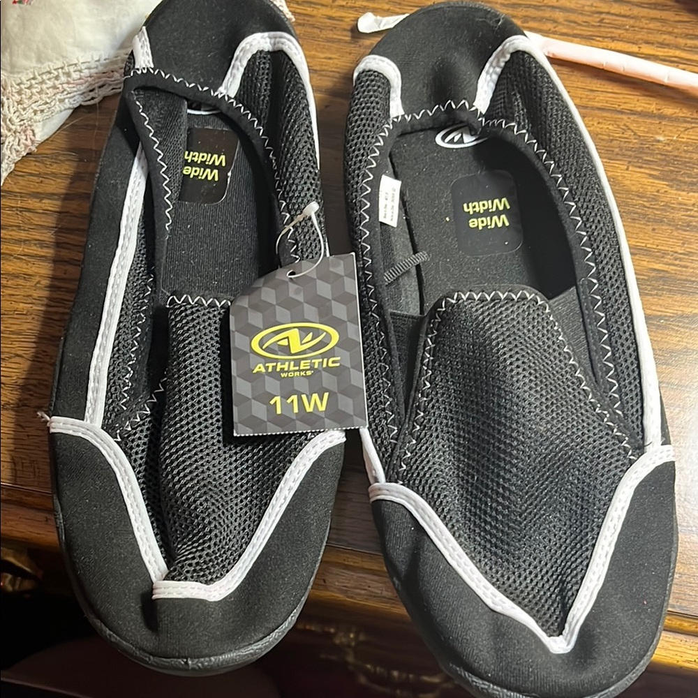 Brand New Athletic Works Black Slip-On Water Shoes